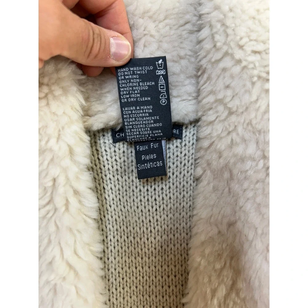 Chelsea & Theodore Faux Fur Knit Back Vest Oyster Gray Small Open Front Drape - Picture 5 of 7